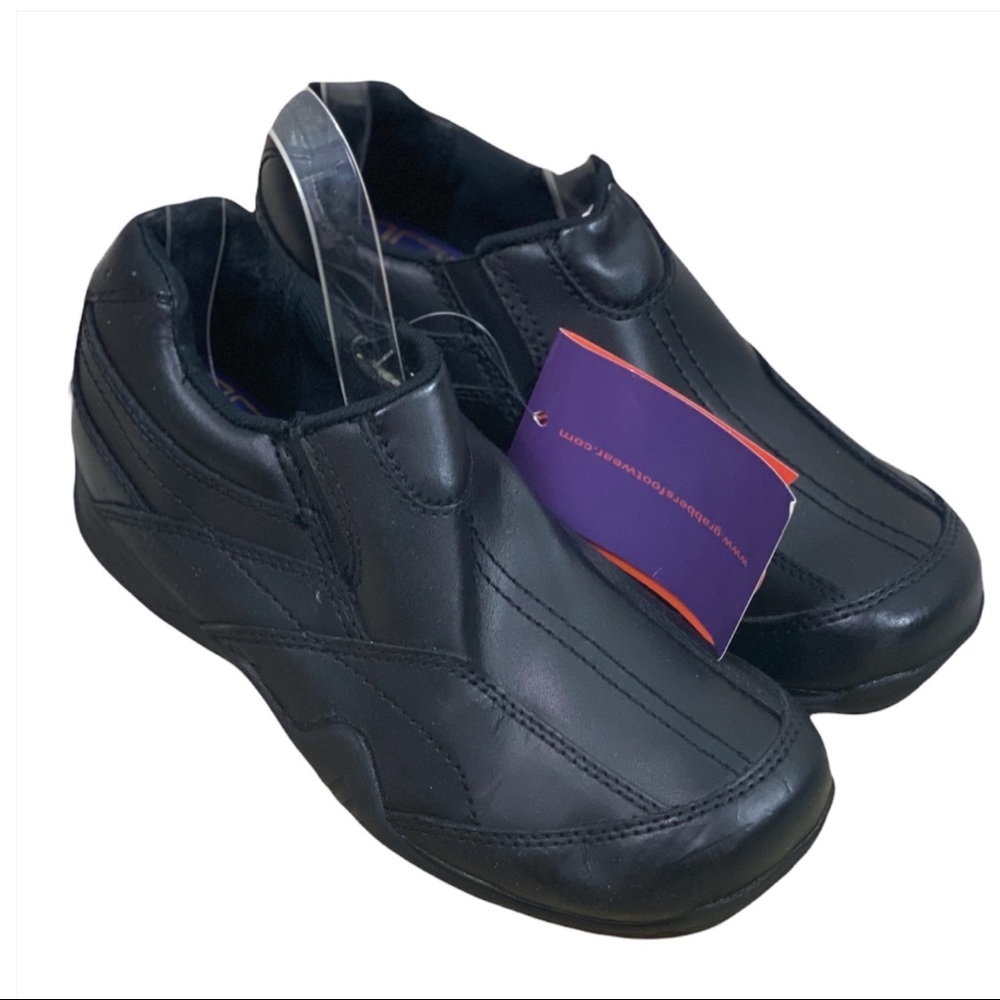 Grabbers NWT Black Leather Unisex Slip On Slip Resistant Work Shoes